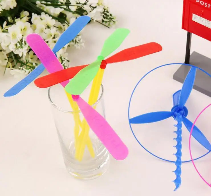 10/20pcs Novelty Plastic Bamboo Dragonfly Propeller Outdoor Classic Toy Kid Gift Rotating Flying Arrow Multicolor Random Color