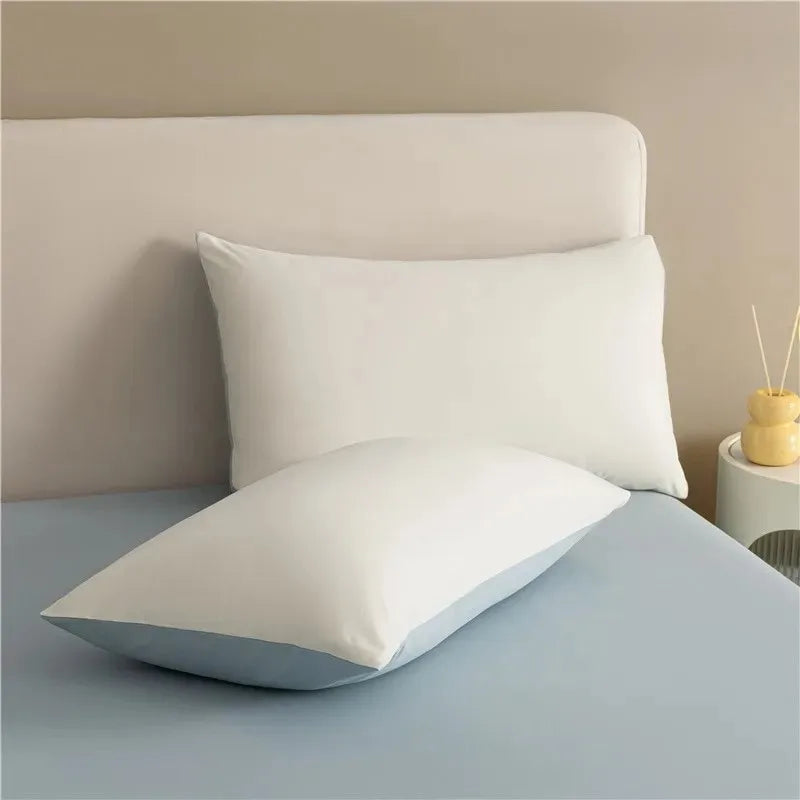 100%Brushed Cotton Solid Plain Reversible Duvet cover+2Pcs Pillowcases Twin Double Queen King size 3Pcs Soft Bedding set