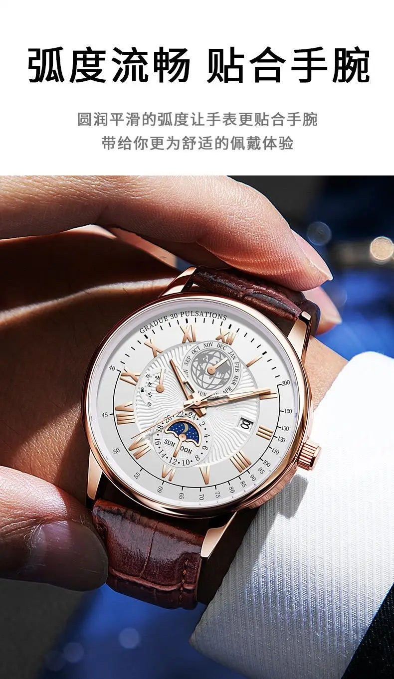 2024 Men Watch Fashion Top Luxury Sport Men's Wristwatch Waterproof Luminous Leather Date Quartz Watches Man clock