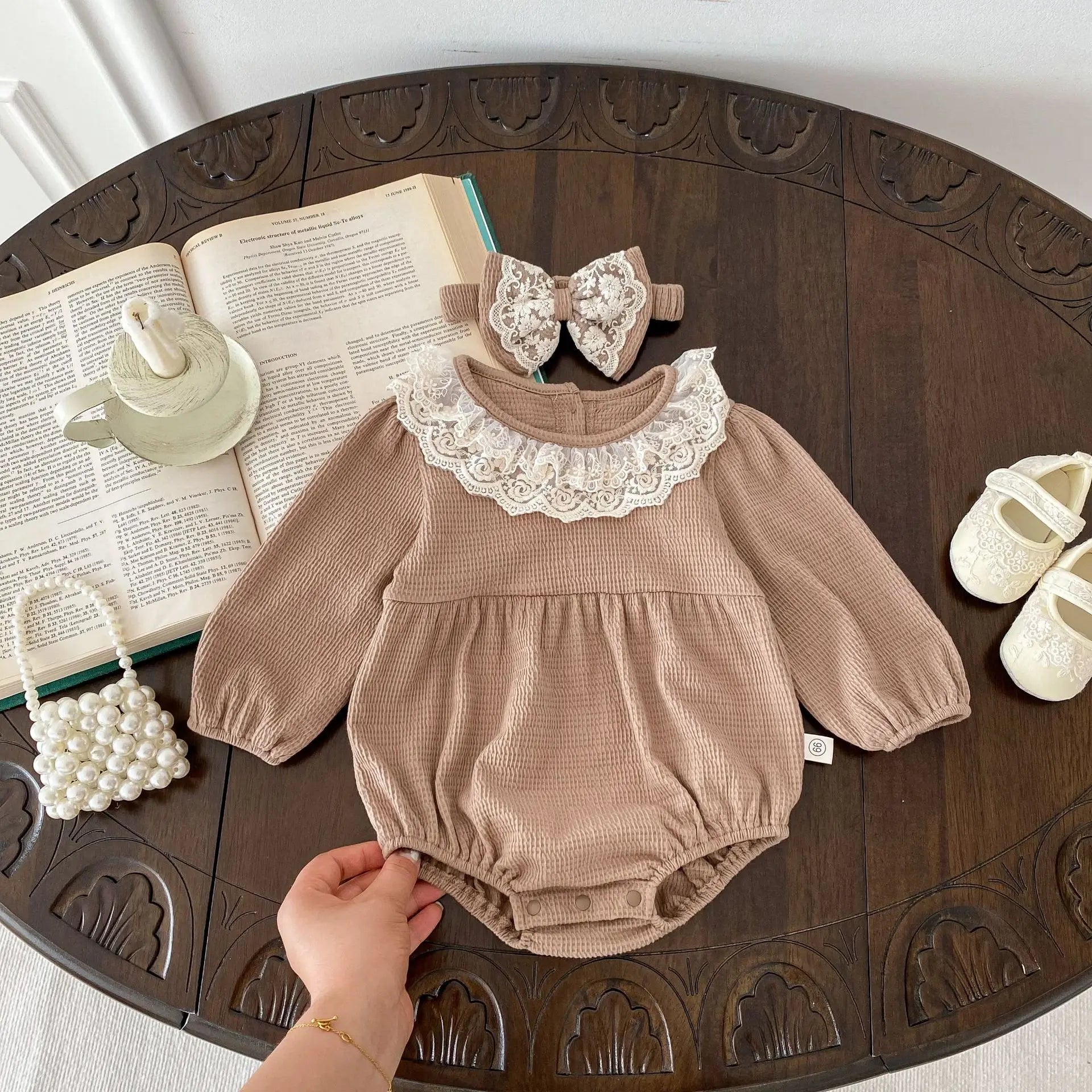 2PCS MILANCEL Spring Baby Clothes Lace Collar Infant Bodysuit One Piece Toddler Cute Princess Outfit Clothing for Newborns