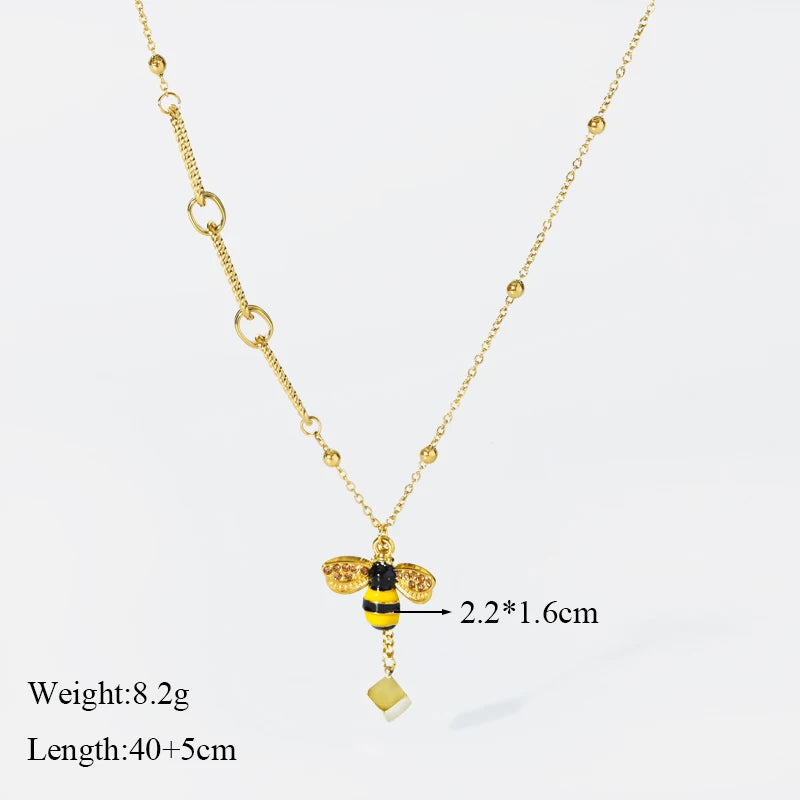 GANEMLY 316L Stainless Steel Water Drop Pendant Necklace For Women Trendy Drawstring Neck Chain 18K Gold Plated Jewelry Gift