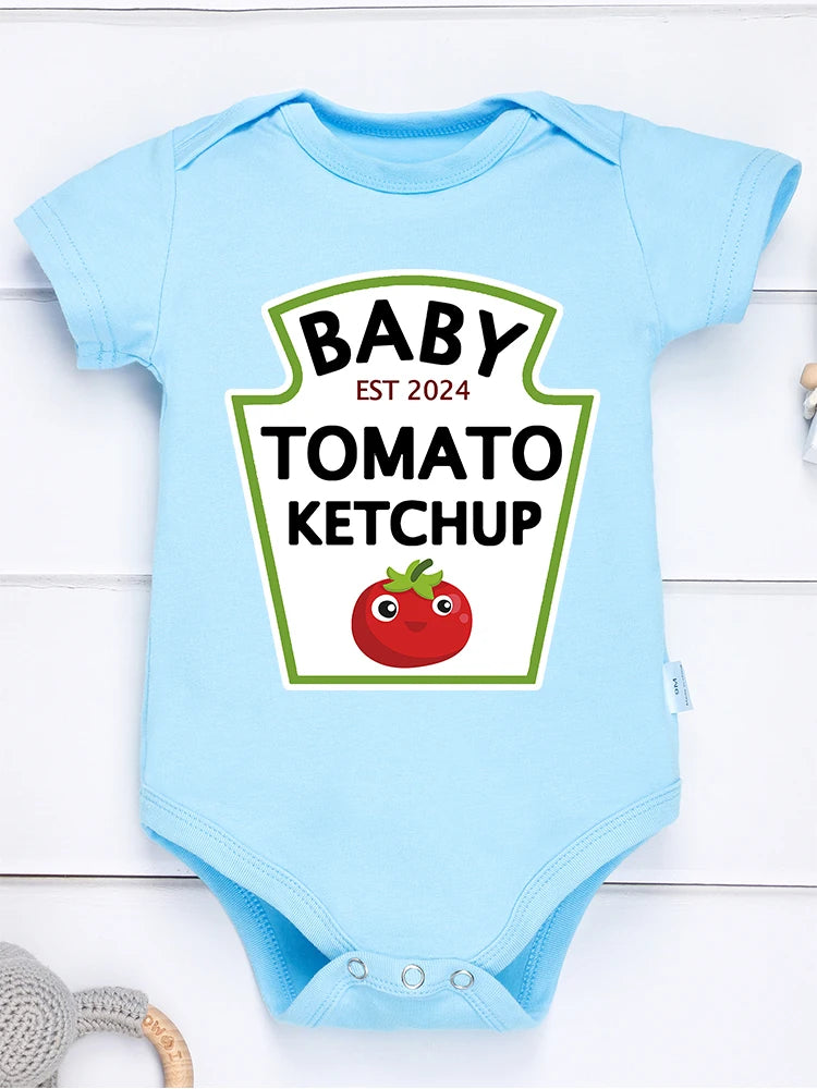 Funny Cute Baby Tomato Ketchup Bodysuit | 100% Cotton Newborn Boys & Girls Onesies