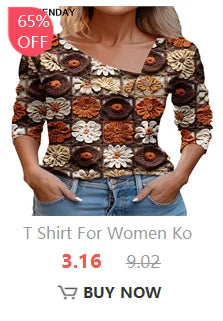 T Shirt For Women Fashion Long Sleeve Top White Floral Print Shirts And Blouses Autumn Winter Clothes For Women