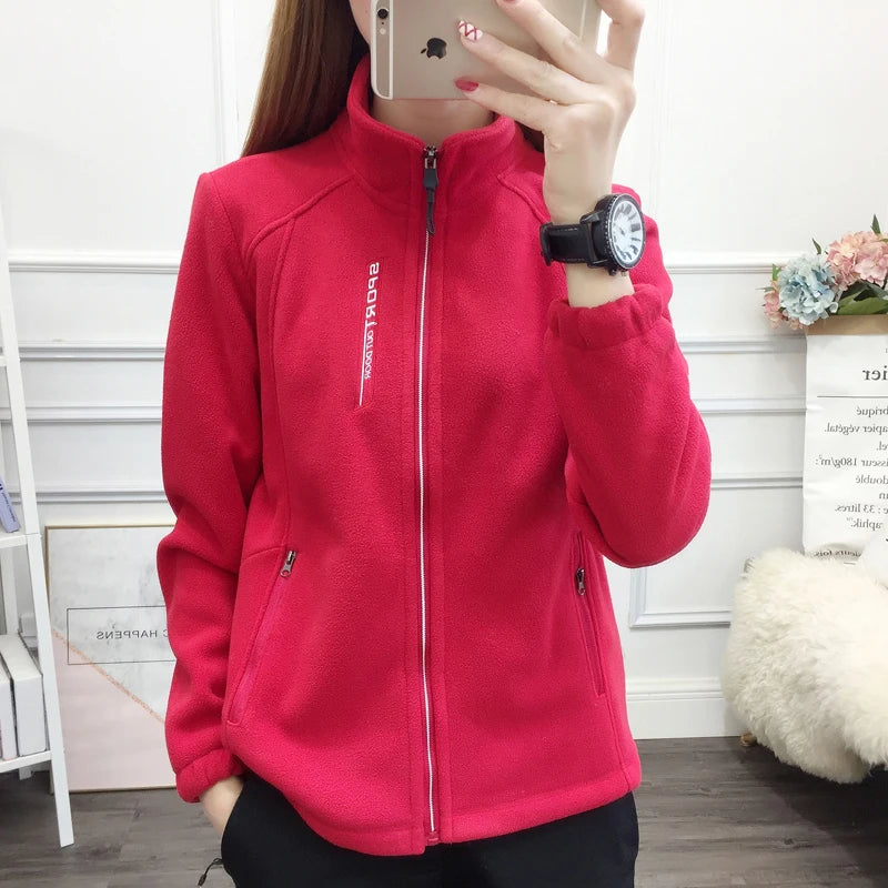 Plus Size Fleece Coats for Women Winter Spring Warm Casual Outdoor Sportswear Hiking Jogging Yoga Lady Cardigan jackets Chaqueta