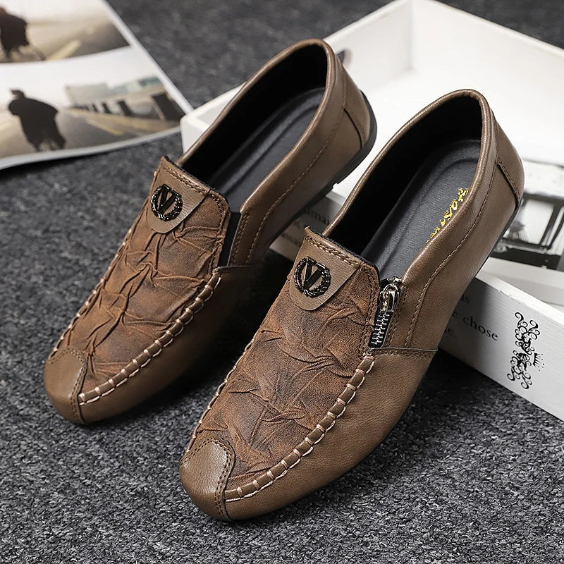 Super Comfortable Men Casual Shoes Soft Genuine Leather Loafers High Quality Male Driving Shoes Fashion Soft Printed Leather Sho