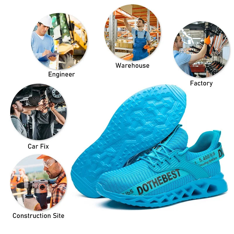 Steel Toe Safety Shoes for Men Women Lightweight Work Sneakers Puncture Proof Work Shoes Unisex Coustruction Safety Work Boots