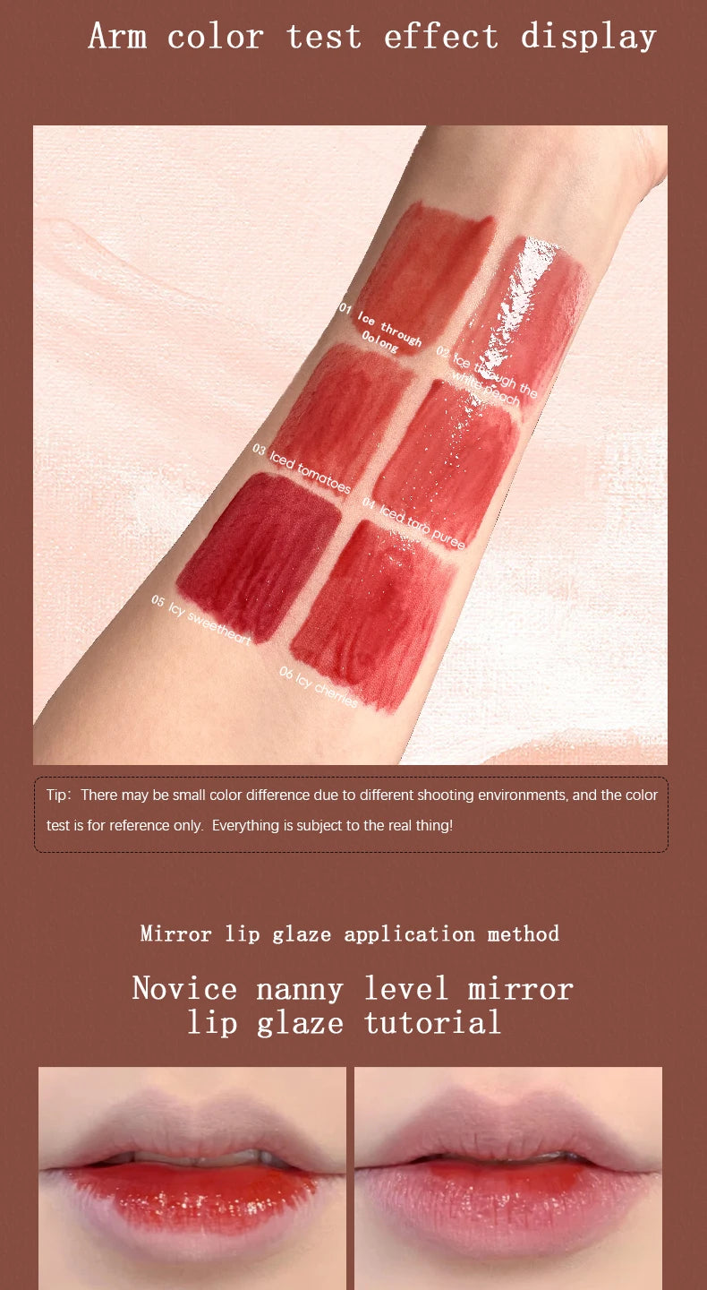 Long-Lasting Moisturizing Waterproof Lip Gloss - Transparent Mirror Finish