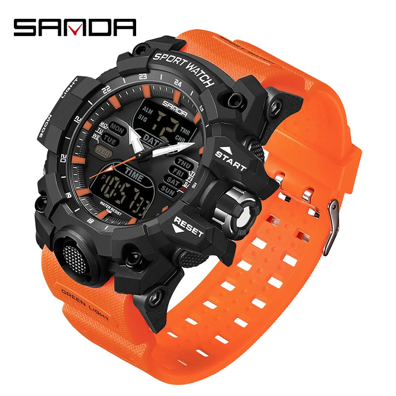 Men's Outdoor Sports Watch LED Analog Digital Chronograph Dual Display 50M Waterproof