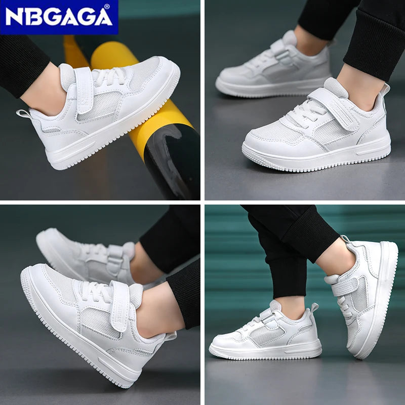 Children Sneaker Boys Casual Shoes Black Leather Flat Student Walking Shoes Non-slip Girl Lightweight Sports Tennis Footwear