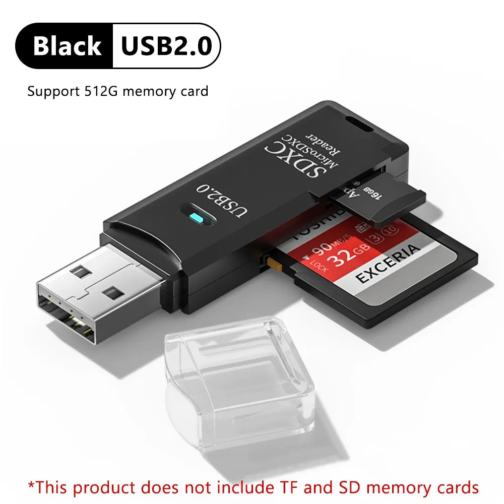 2PCS 2-in-1 USB 3.0 Card Reader Micro SD TF Memory Card Reader USB Flash Drive