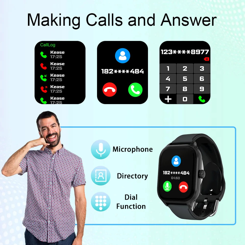 Smartwatch with Call Dialing, Calorie Tracking, Heart Rate & Oxygen Monitor