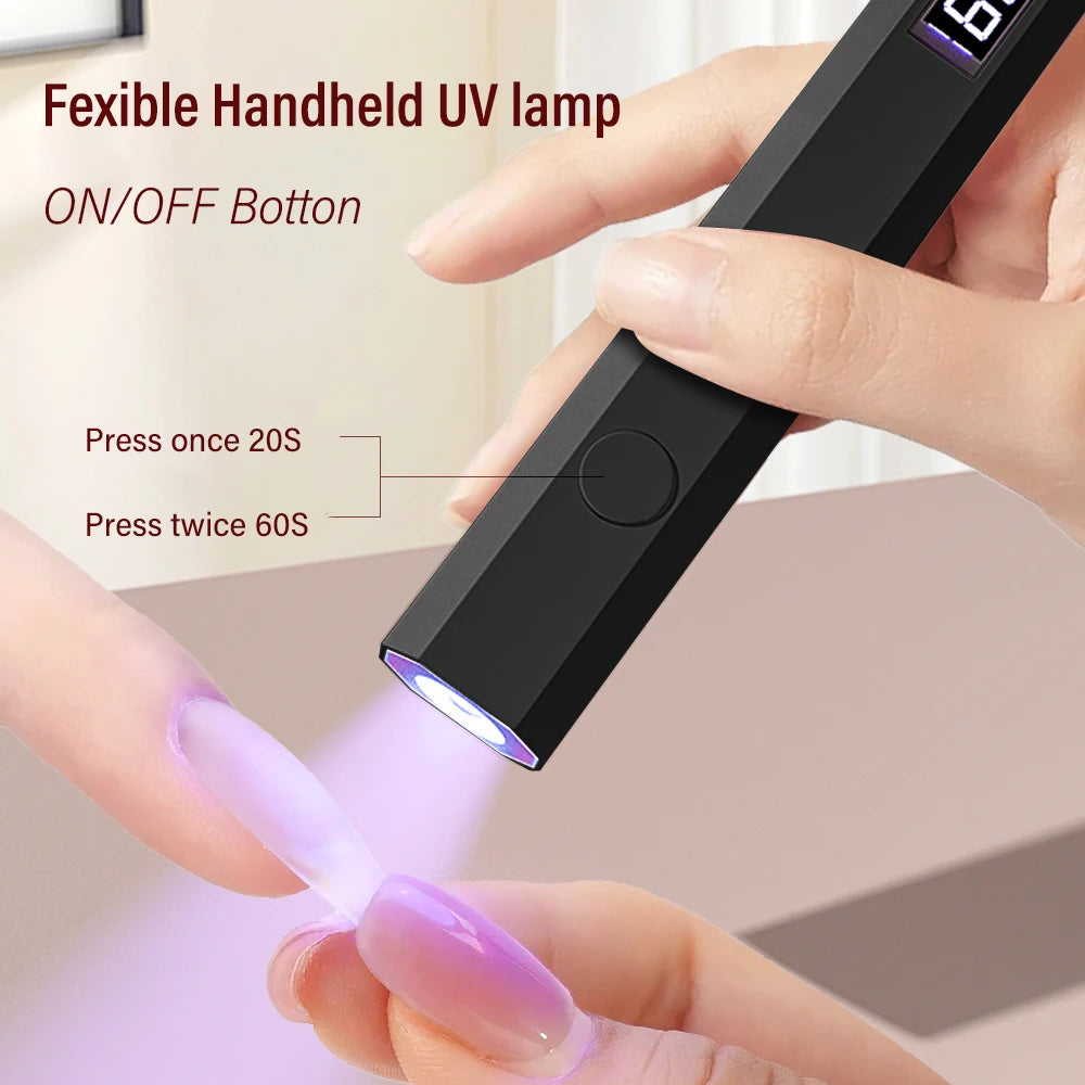 YIKOOLIN Portable Mini UV Nail Lamp with LED Display, 2 Timers & Fast Charging