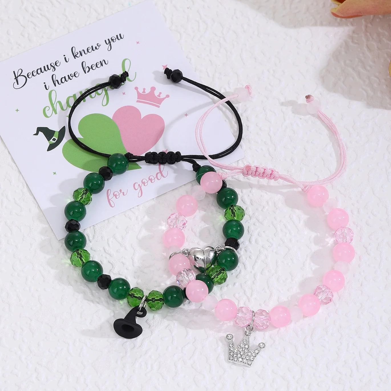 2025 New Wicked Friendship Matching Bracelets Rhinestone Crown Witch Hat BFF Couple Bracelets Valentine's Day Gifts Fans Party