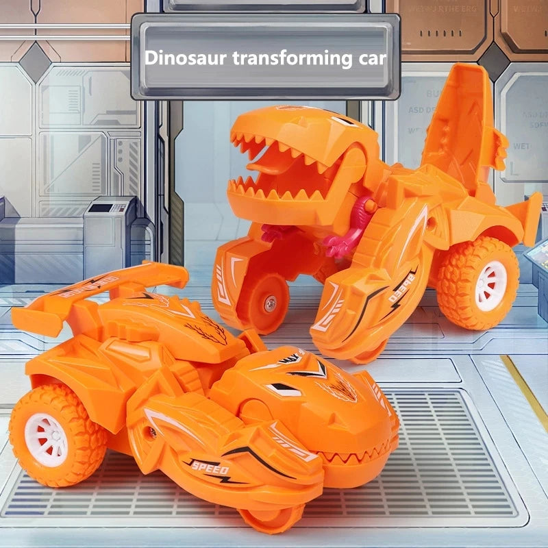 2 IN 1 Dinosaur Deformation Car Model Toy For Boys One Step Action Collision Transformation Mini Vehicles Toy Gift for Children