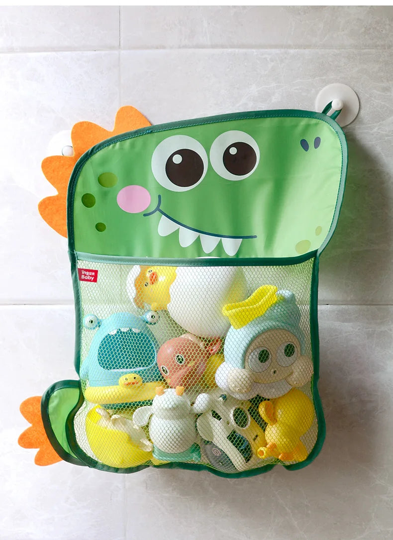 Dinosaur Animal Baby Bath Toys Organizer Kids Tidy Storage Suction Bathroom Bathtub Doll Hanging Bag Basket Mesh Bag Water Toys