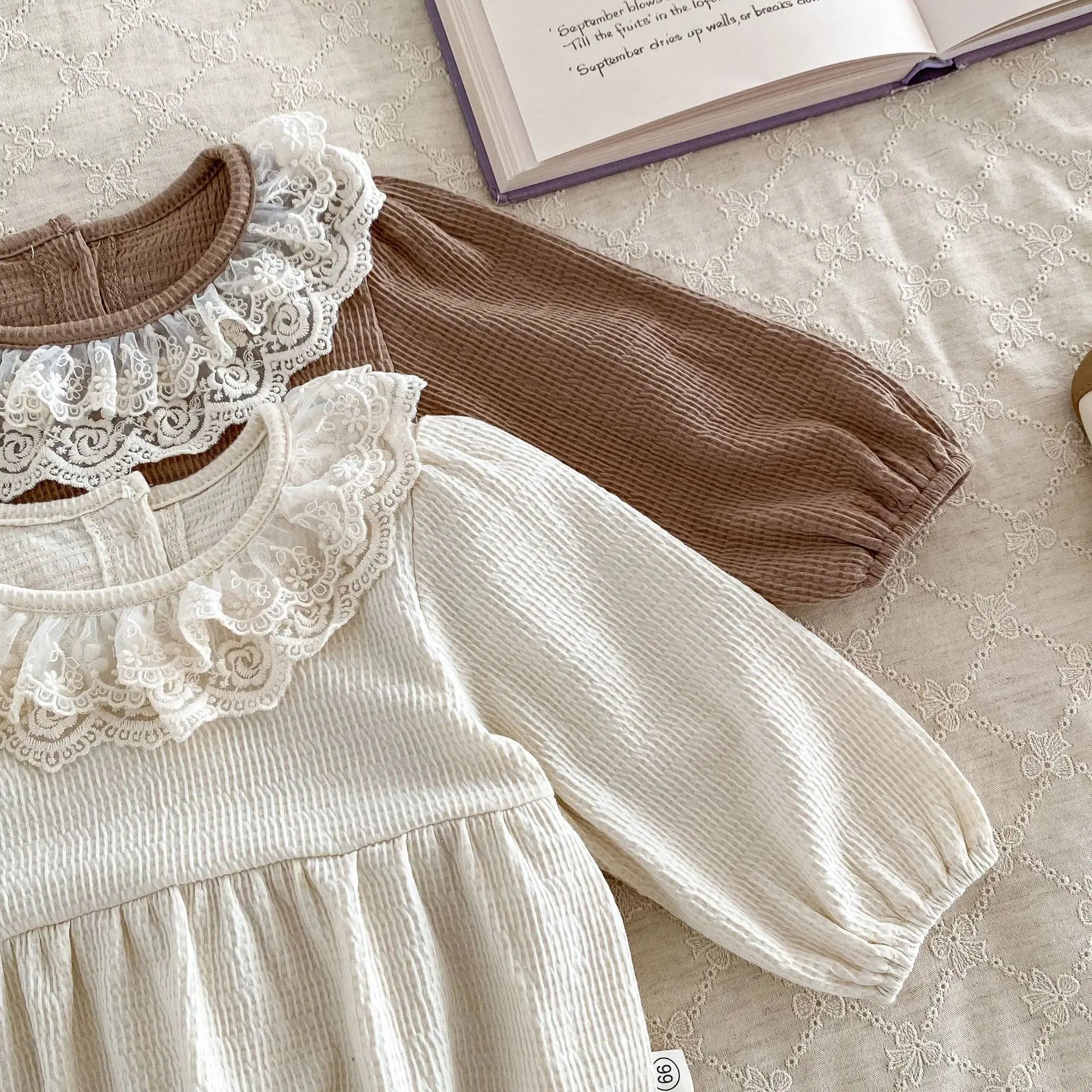 2PCS MILANCEL Spring Baby Clothes Lace Collar Infant Bodysuit One Piece Toddler Cute Princess Outfit Clothing for Newborns