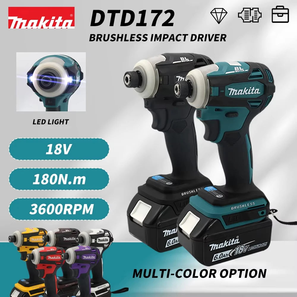 Makita DTD172 18V Cordless Brushless Impact Screwdriver & Drill - Rechargeable