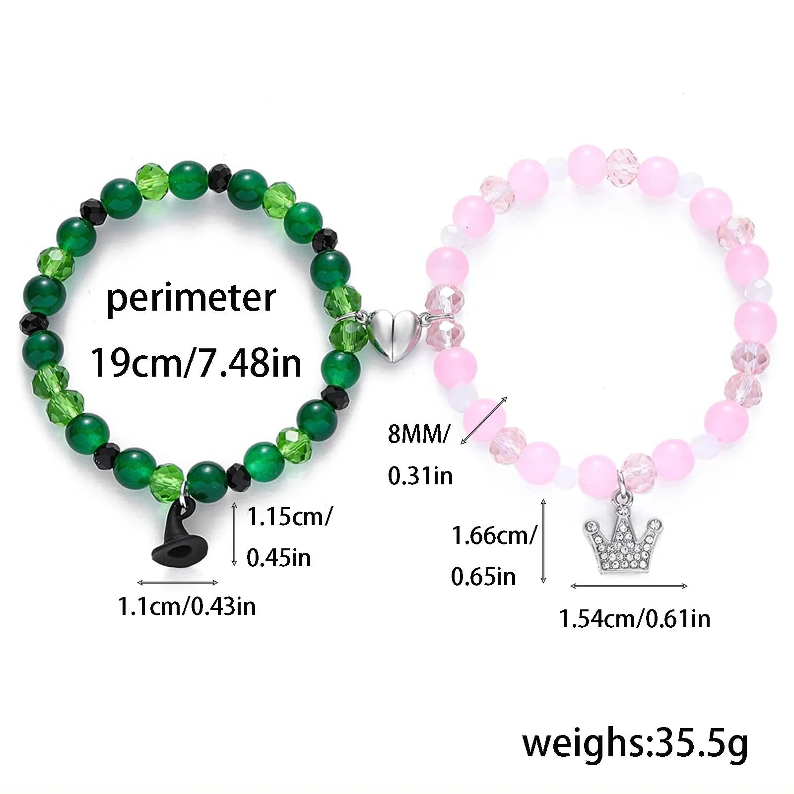 2025 New Wicked Friendship Matching Bracelets Rhinestone Crown Witch Hat BFF Couple Bracelets Valentine's Day Gifts Fans Party