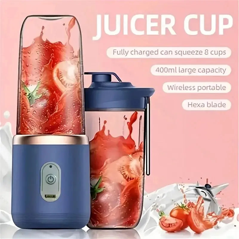 Portable Electric Blender Bottle with 6 Blades for Smoothies, Juice & Food Processing