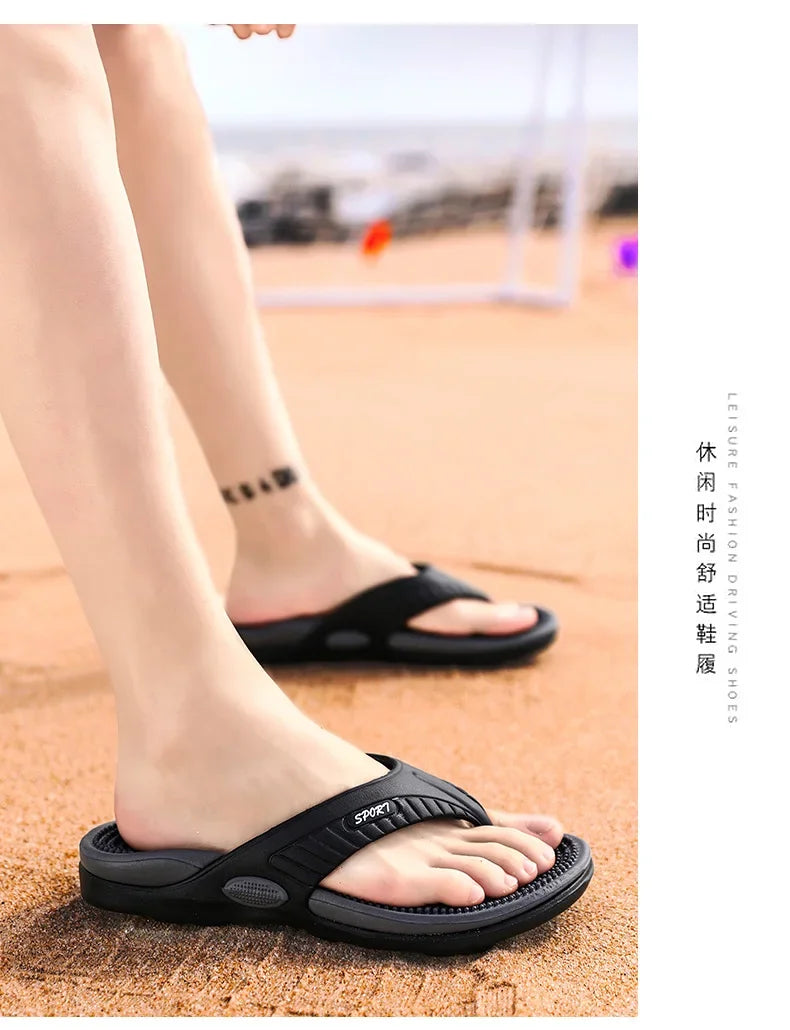 Massage Flip Flops for Men Summer Breathable Beach Shoes Sandals Men Luxury Flip Flops Breathable Plus Big Size Men Slippers 46