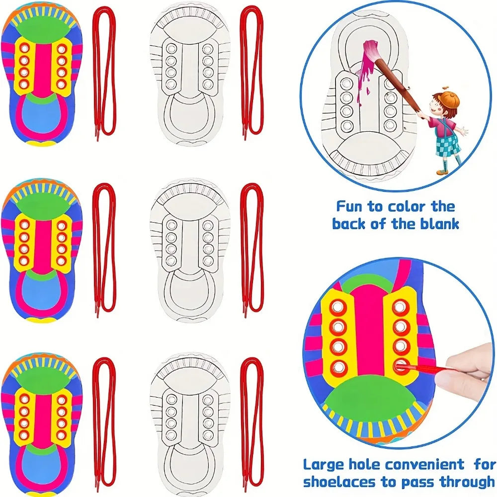 Shoelace Threading Teaching Toys Learn to Tie Shoelaces Toy Kids Toddlers Fine Motor Skills Toy Early Educational Toys Boys Girl