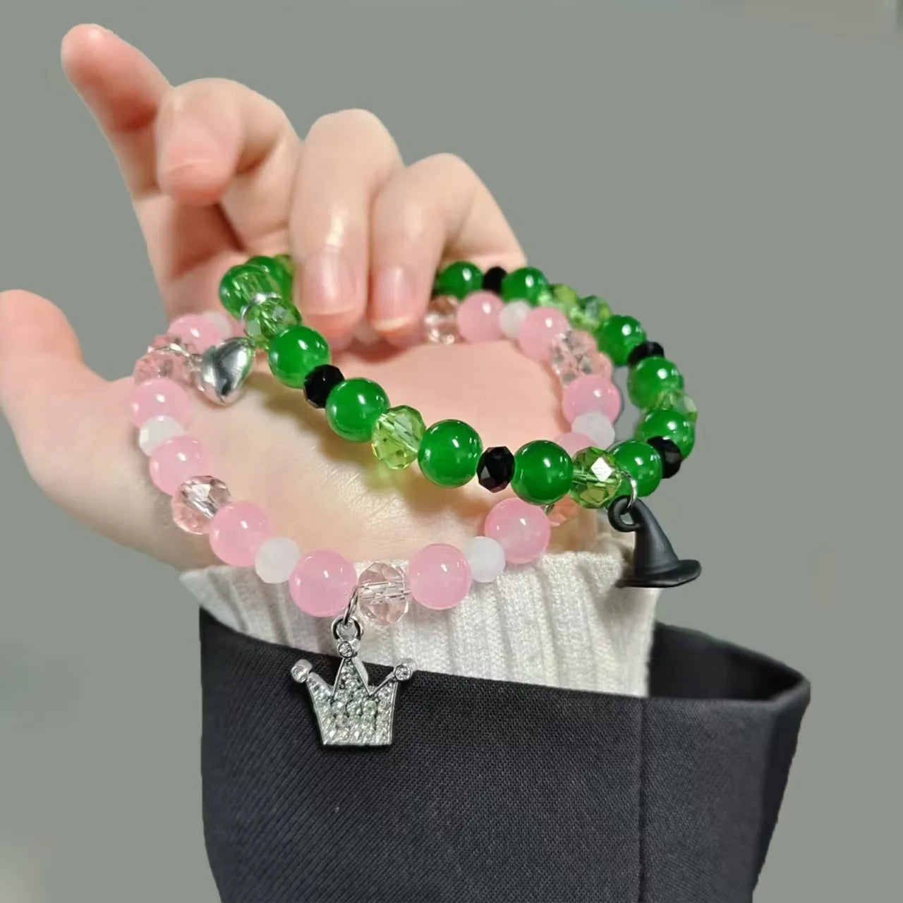 2025 New Wicked Friendship Matching Bracelets Rhinestone Crown Witch Hat BFF Couple Bracelets Valentine's Day Gifts Fans Party