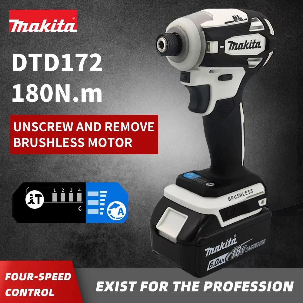 Makita DTD172 18V Cordless Brushless Impact Screwdriver & Drill - Rechargeable