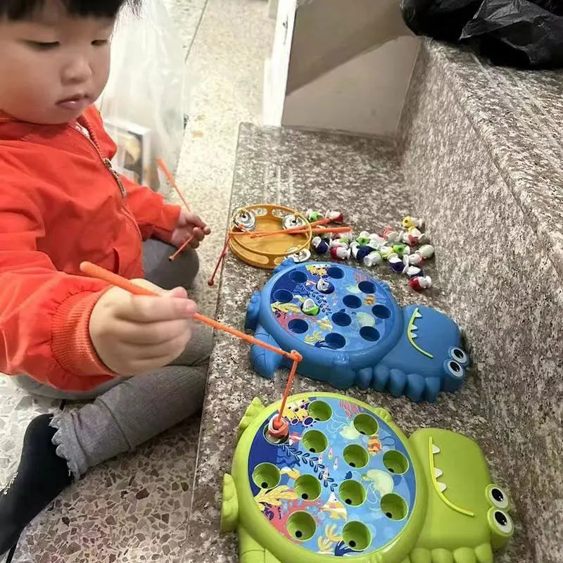 Dinosaur Simple Magnetic Fishing Toys Play Rod Game Toys for Children Baby Montessori with Rod Kids Educational No Rotating Gift