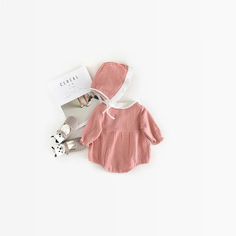 2Pcs Intant Baby Girl Jumpsuit Cotton Baby Girl One-piece Playsuit Baby Girl Romper With Hat