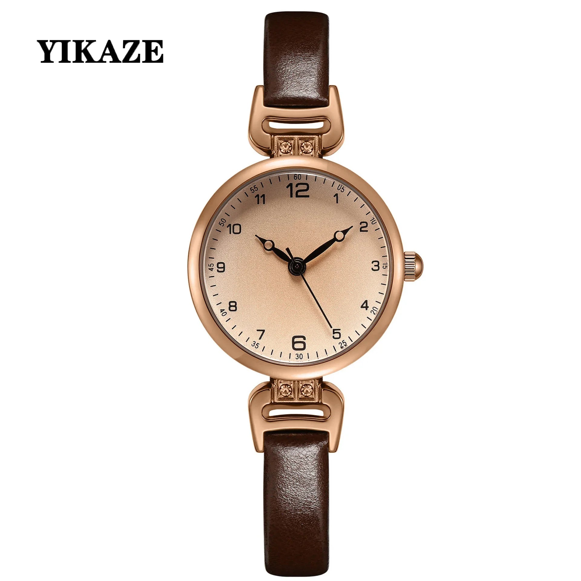 MAYZHISU Simple Women's Watches Small Round Ladies Bracelet Watch PU Leather Thin Retro Quartz Wristwatch for Women Girls Gifts