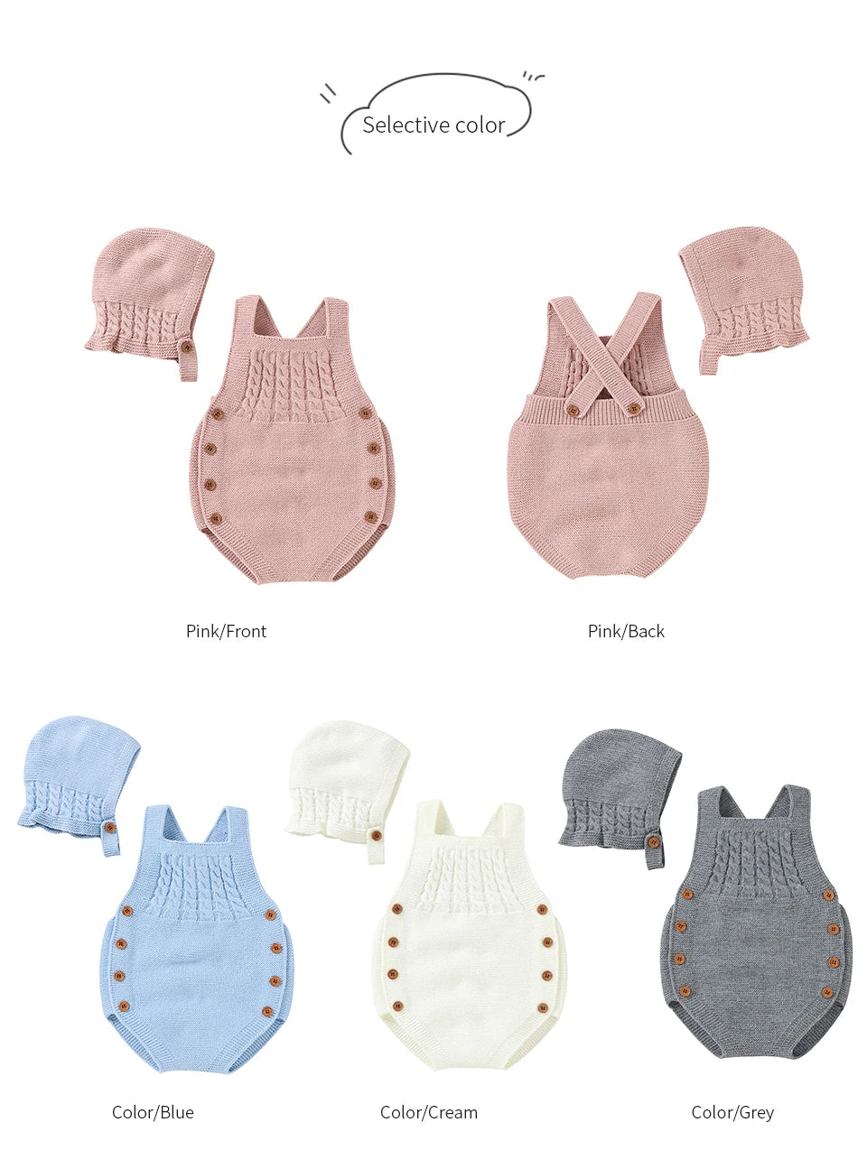 Baby Bodysuits Clothes Spring Autumn Sleeveless Knitting Newborn Boys Girls Solid Onesie Hats Sets 2pcs Infant Coveralls Outfits