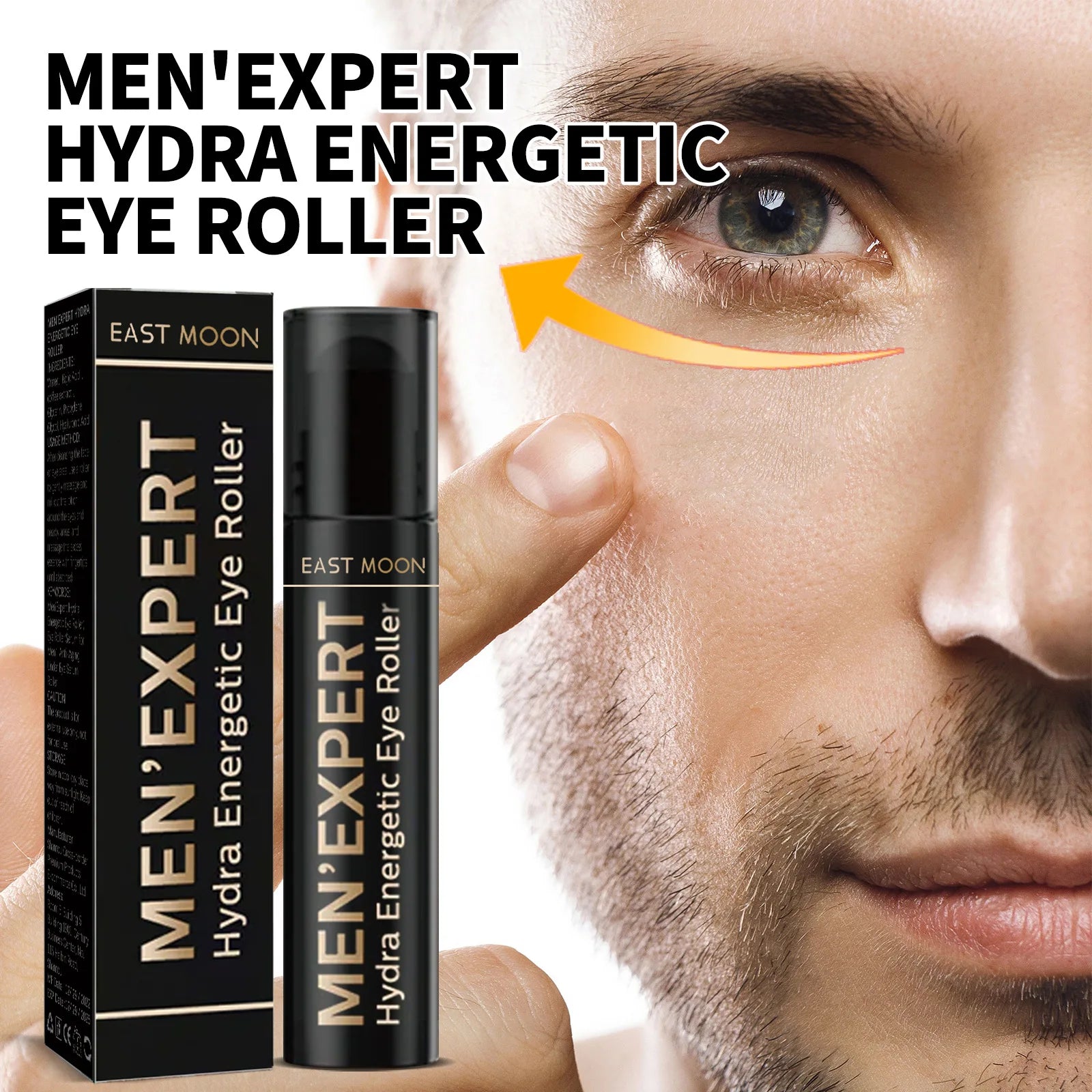 East Moon Men Hydrating Eye Roller Cream Massager Skin Care Remove Dark Circle Eye Bags Puffiness Anti Wrinkle Firming Eye Serum