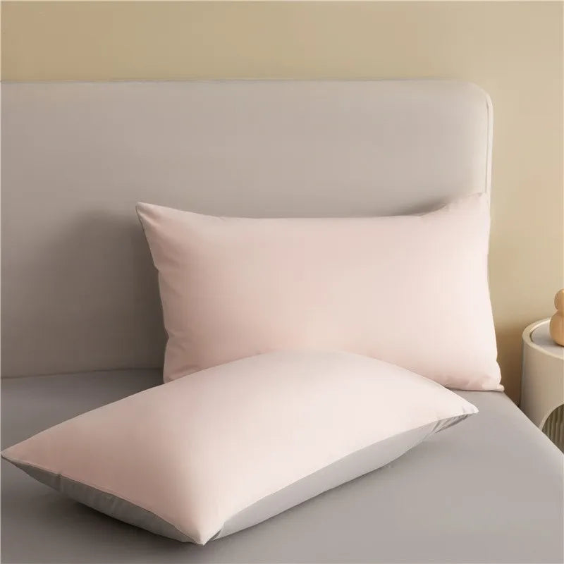 100%Brushed Cotton Solid Plain Reversible Duvet cover+2Pcs Pillowcases Twin Double Queen King size 3Pcs Soft Bedding set