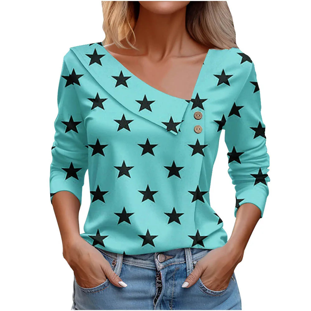 T Shirt For Women Fashion Long Sleeve Top White Floral Print Shirts And Blouses Autumn Winter Clothes For Women