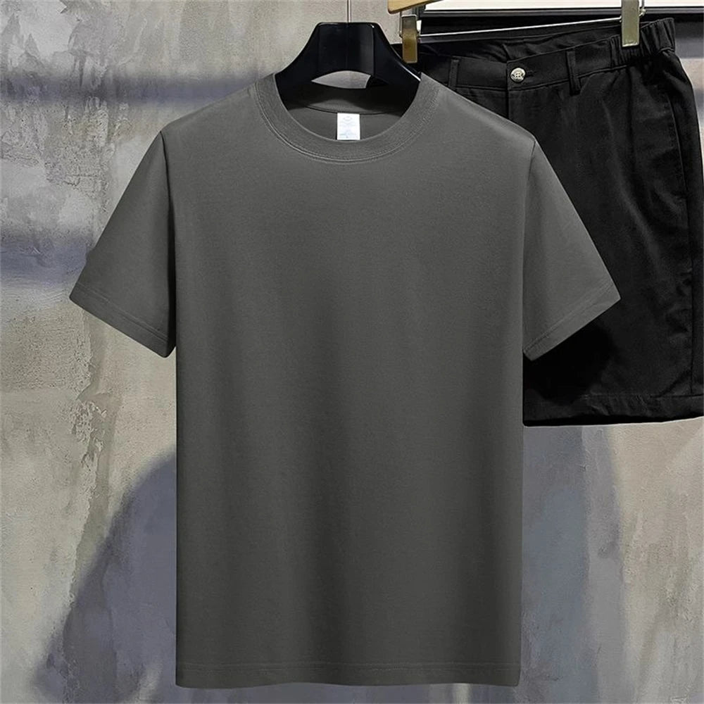 Men T Shirt Summer Cotton Tops Women Solid Color Blank Tshirts O-neck Round Collar Short-Sleeve Couple White Top Tees