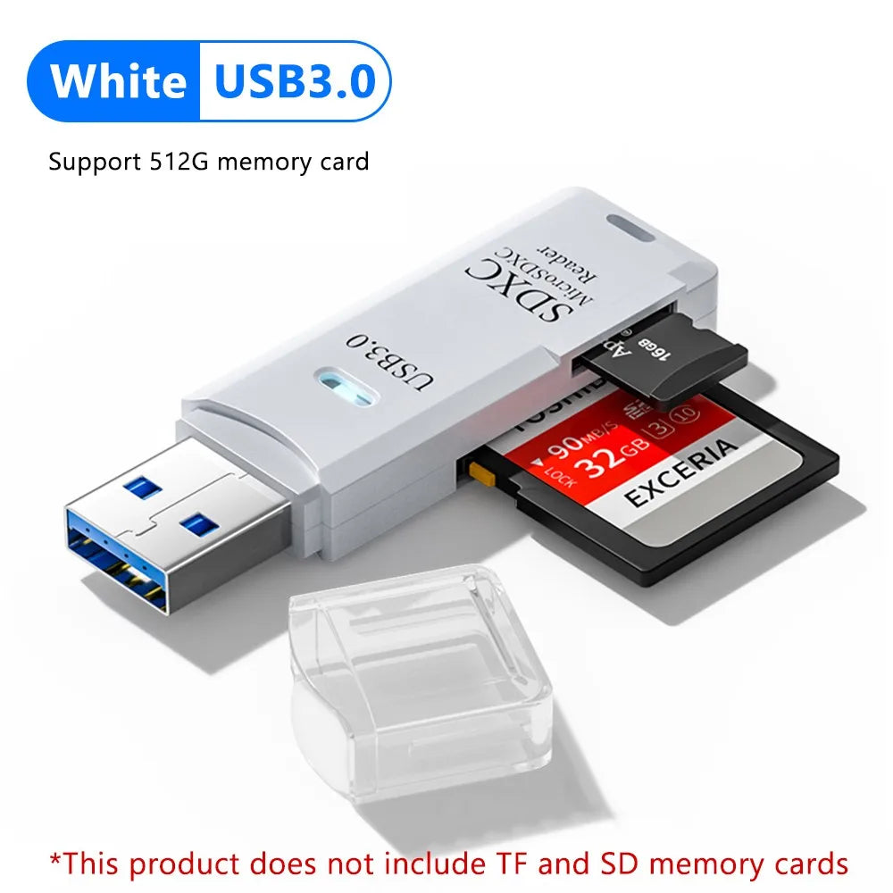 2PCS 2-in-1 USB 3.0 Card Reader Micro SD TF Memory Card Reader USB Flash Drive