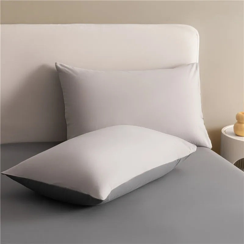 100%Brushed Cotton Solid Plain Reversible Duvet cover+2Pcs Pillowcases Twin Double Queen King size 3Pcs Soft Bedding set