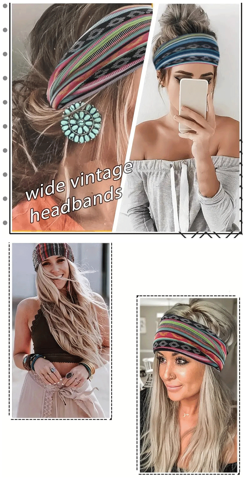 1 Pc Women's Bohemian Style Elastic Headscarf - Fashionable, Breathable, Cotton