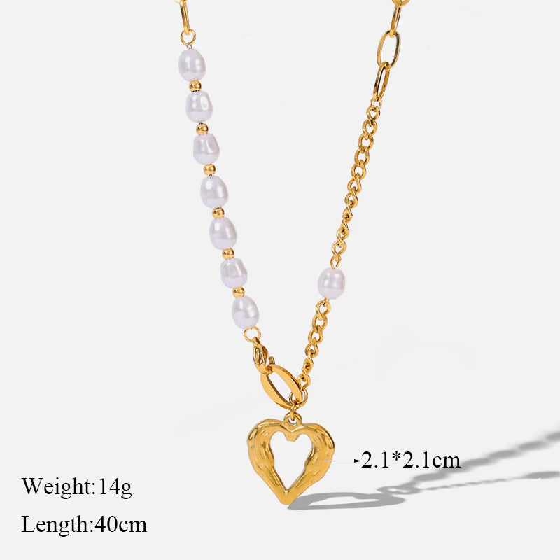 EILIECK 316L Stainless Steel Heart Love Pendant Necklace For Women Fashion 18K Gold Plated Neck Chain Waterproof Jewelry Gift