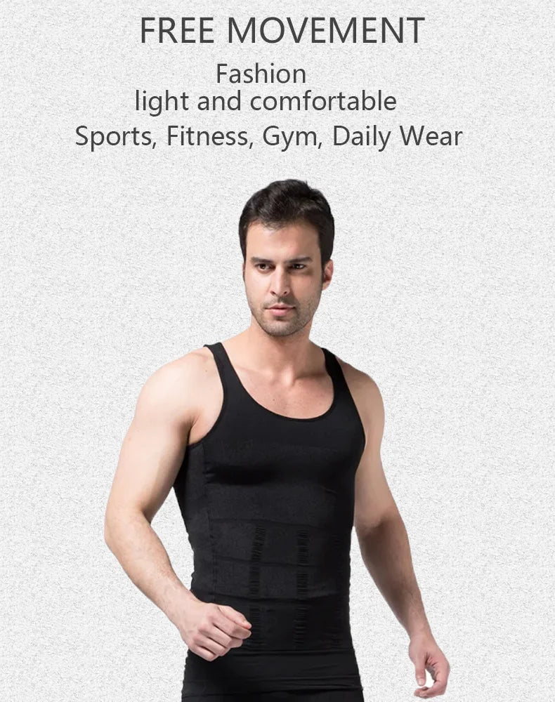 YBFDO Men's Slimming Body Shaper Compression Vest - Waist Trainer Tank