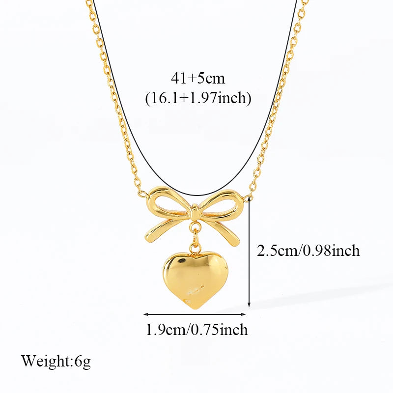 EILIECK 316L Stainless Steel Heart Love Pendant Necklace For Women Fashion 18K Gold Plated Neck Chain Waterproof Jewelry Gift