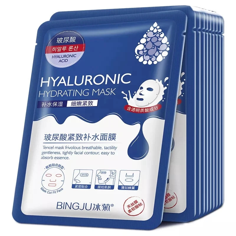 20pcs Hyaluronic Acid Collagen Face Masks - Moisturizing Korean Skin Care Sheets