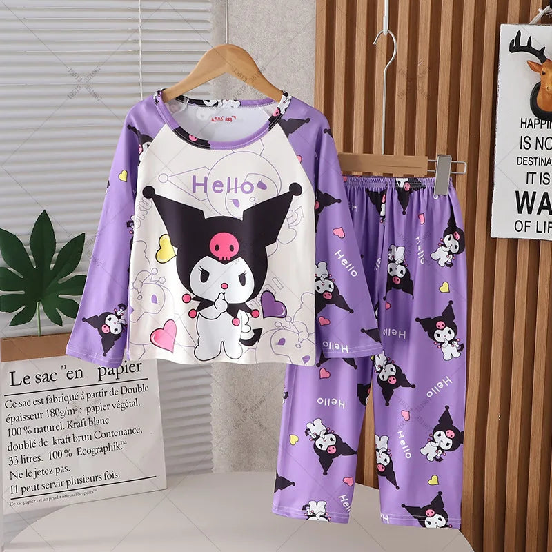 2024 Autumn Children Pajama Sets Girl Long Sleeved Pants Pijamas Boys Cartoon Sleepwear Cute Kids Loungewear Korean Home Clothes