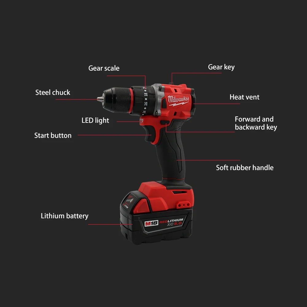 Milwaukee Small Electric Drill 150N.m brushless Cordless Impact Drill 18V