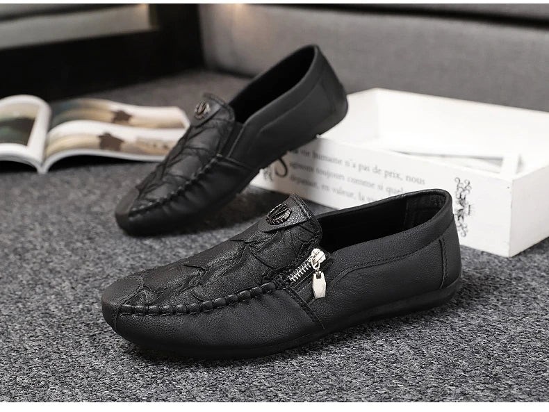 Super Comfortable Men Casual Shoes Soft Genuine Leather Loafers High Quality Male Driving Shoes Fashion Soft Printed Leather Sho