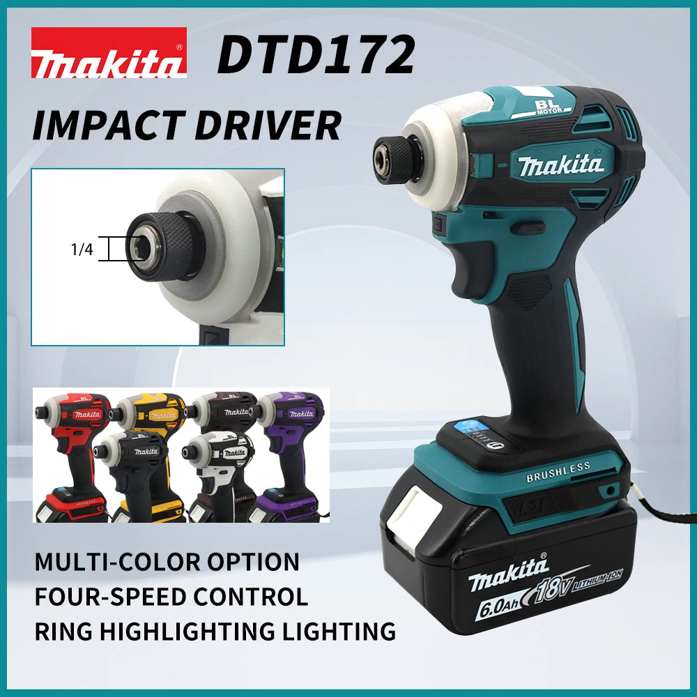 Makita DTD172 18V Brushless Impact Driver Cordless,180N·m, Portable Power Tool