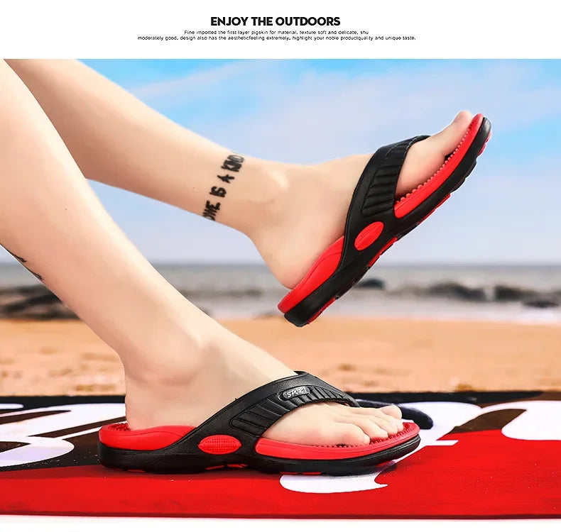 Massage Flip Flops for Men Summer Breathable Beach Shoes Sandals Men Luxury Flip Flops Breathable Plus Big Size Men Slippers 46