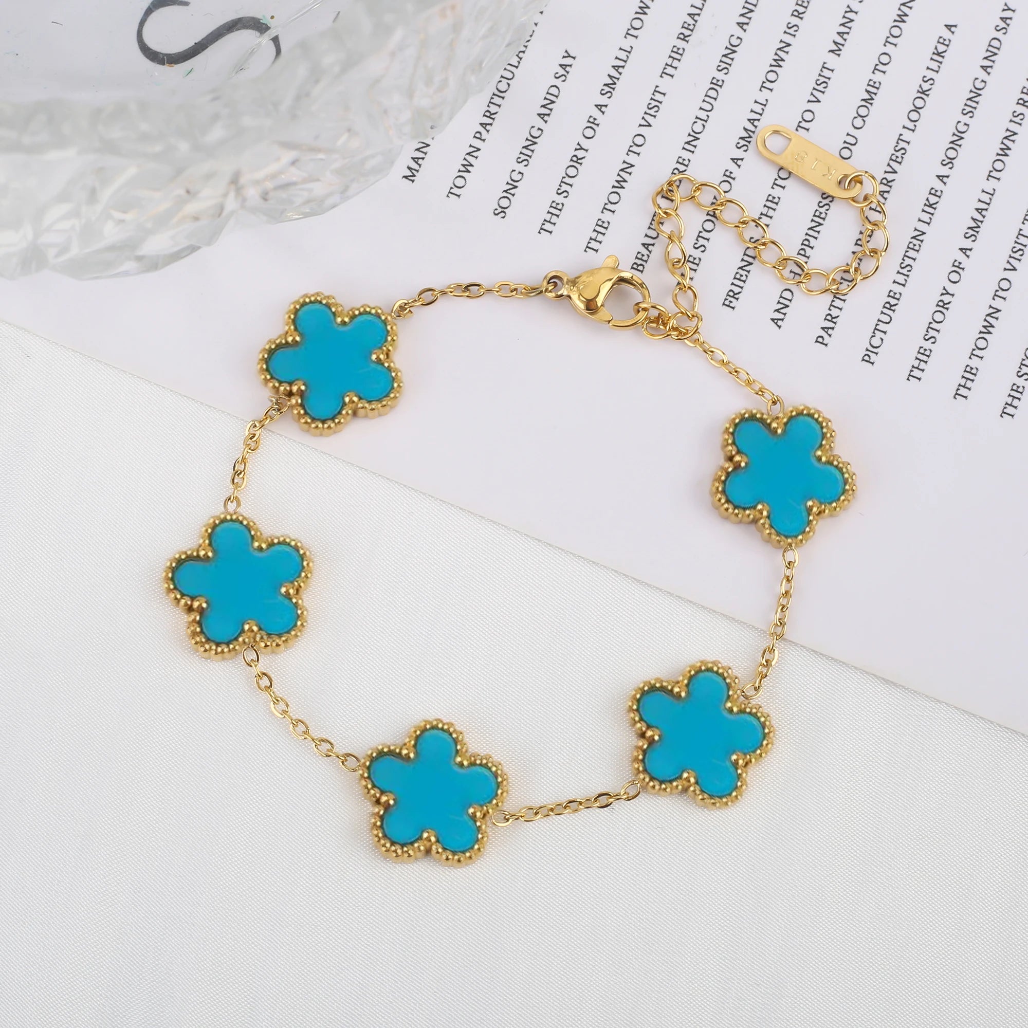 Classic Stainless Steel Hot Selling Golden Clover Adjustable Bracelet Luxury Five Leaf Flower Bracelet Jewelry For Women Gift