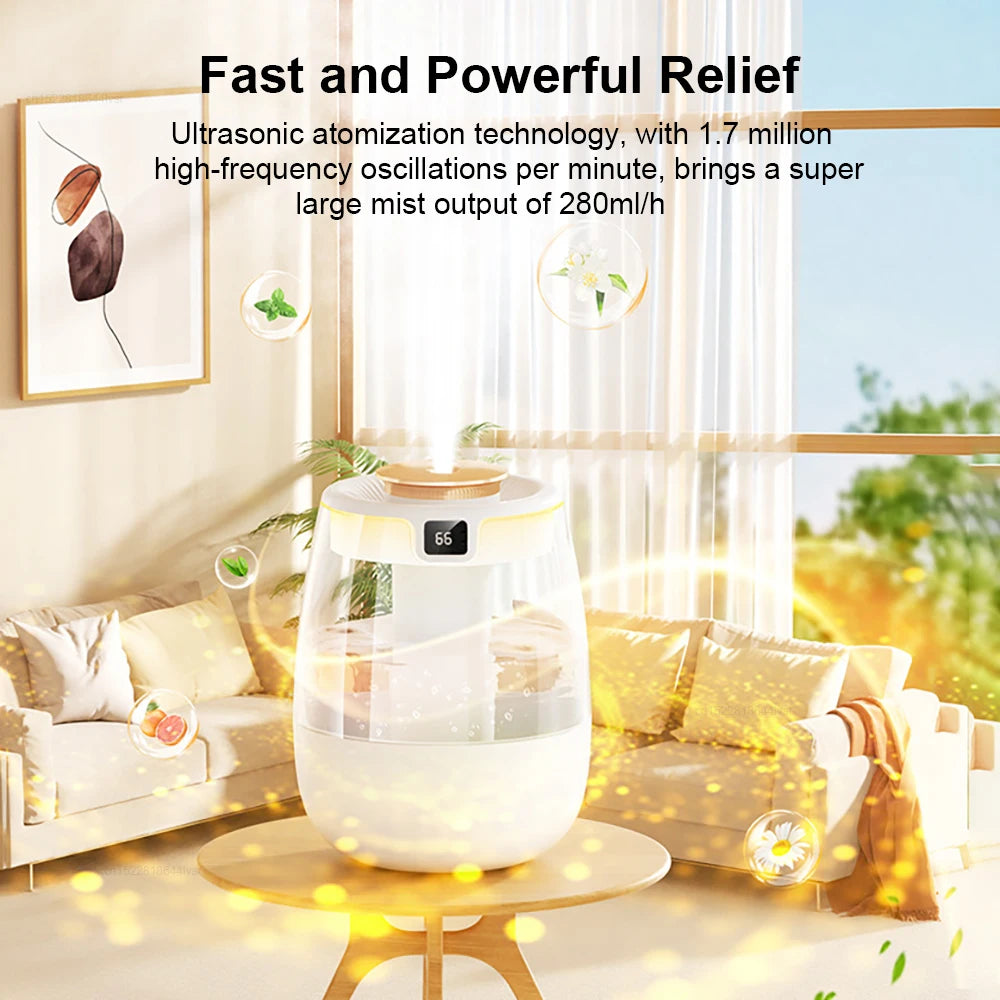 Air Humidifier 1300ML Aroma Humidifier Double Spray Port Essential Oil Diffuser USB Water Humidifier with Light for Home Office