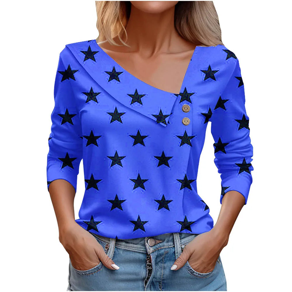 T Shirt For Women Fashion Long Sleeve Top White Floral Print Shirts And Blouses Autumn Winter Clothes For Women